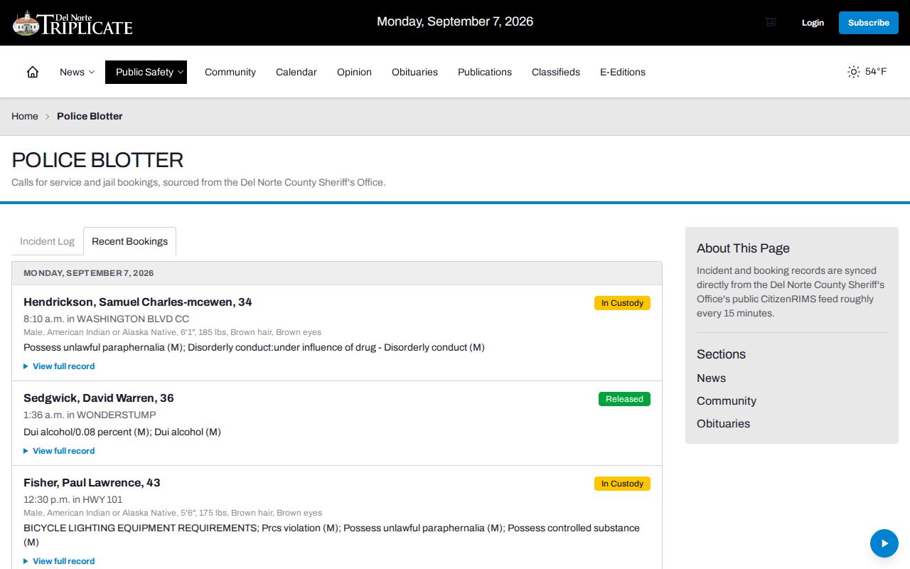 Triplicate Recent Bookings interface