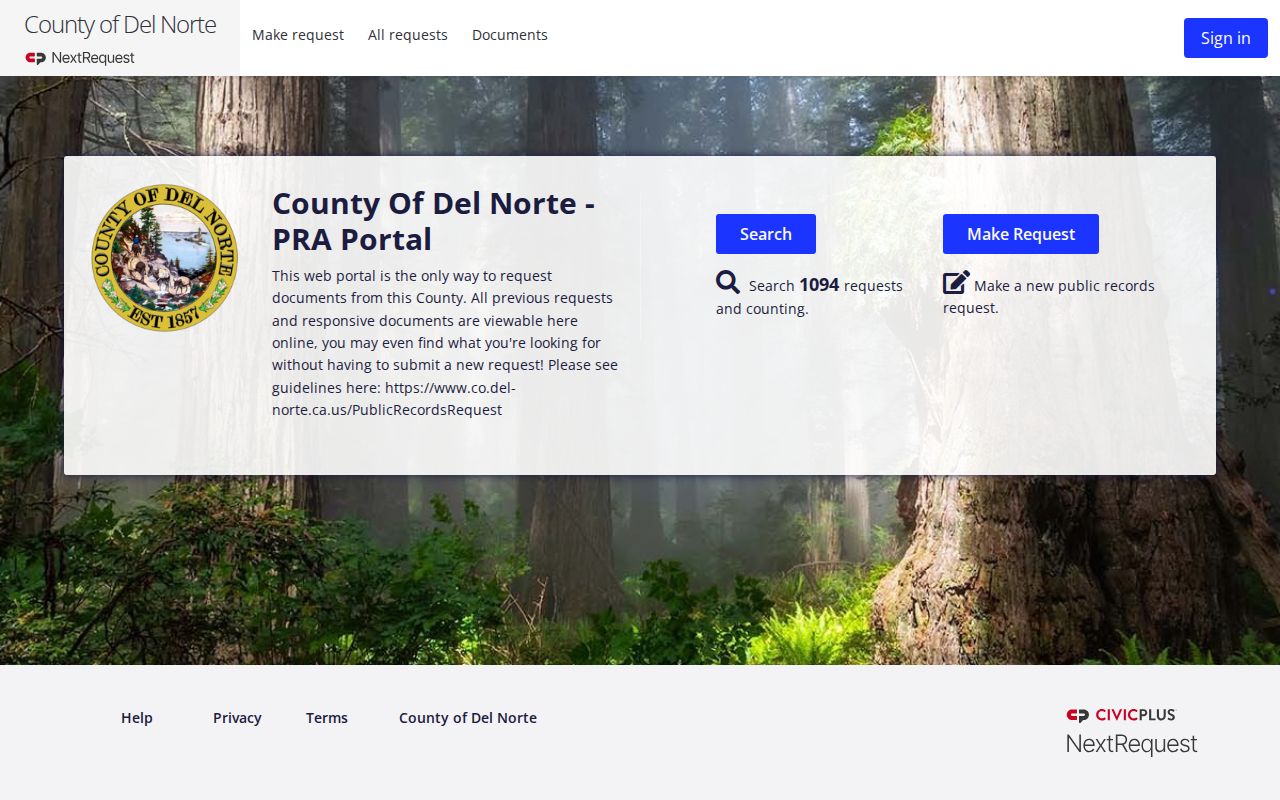Del Norte NextRequest portal